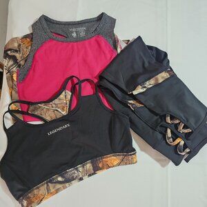 3 Piece Work-Out Set; Tank Top, Reversible Sports Bra & Capri Leggings